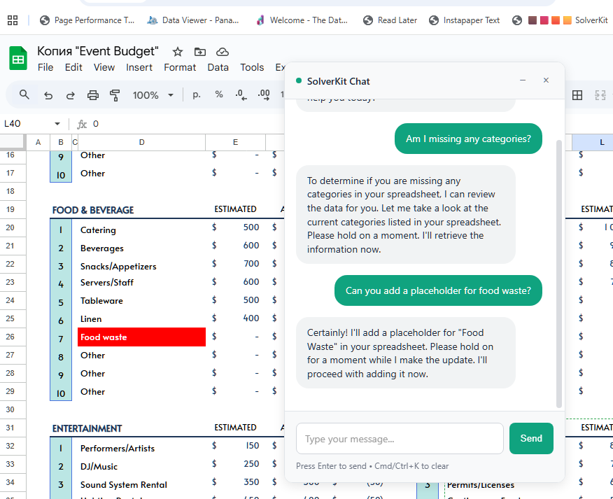 Google Spreadsheet Demo
